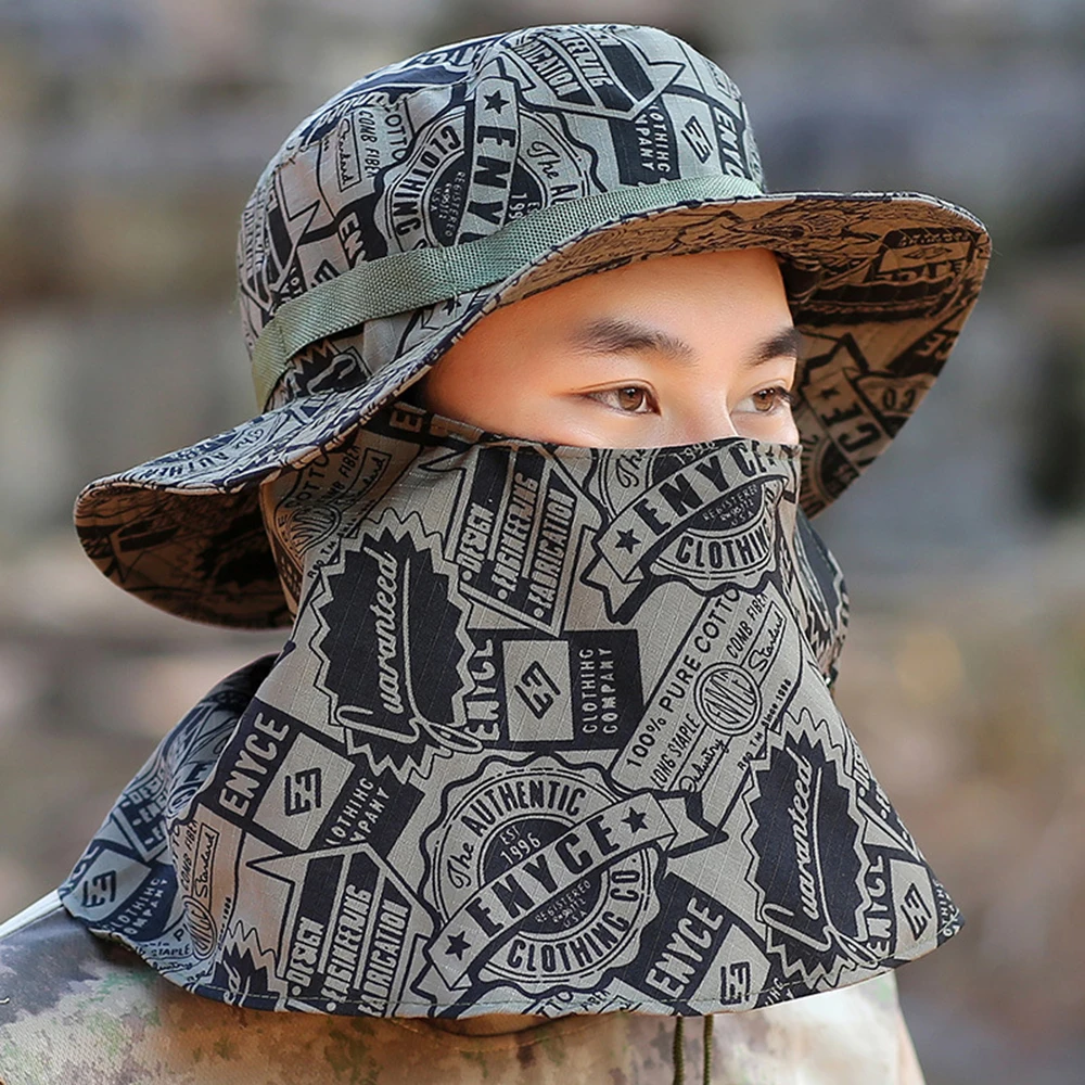 

Outdoor Fishing Hiking Sun Protection Fisherman Hat Face Neck Protection Anti Ultraviolet Wide Brim Hat Camouflage Sun Hat