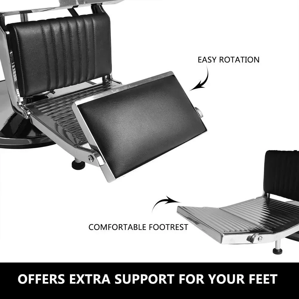 Barber Chair with Headrest & Supports up to 500lbs & 360 Degrees Rolling Swivel,Vintage Salon Spa Chair for Hair Stylist, Black image 6