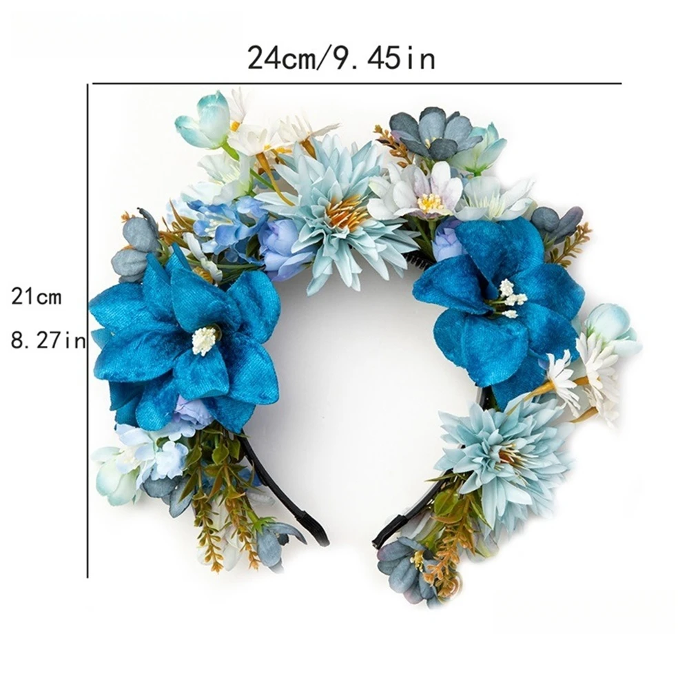 Designer 3D Simulation Flower Wreath Women Girl Rose Flowers Head Hoop Bridal Artificial Anti-slip Wedding Garland Accessories