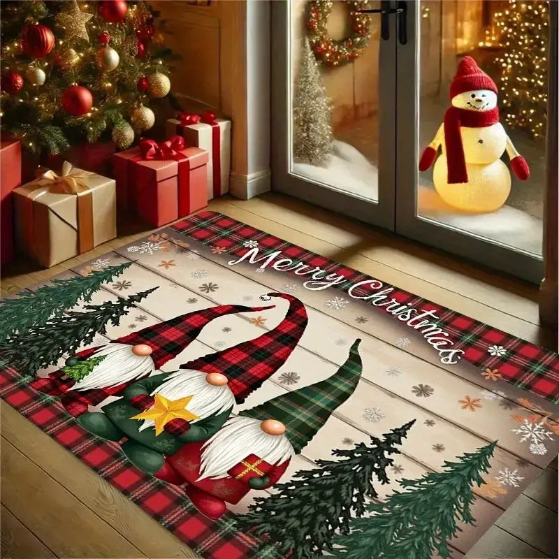 VIKAMA Vintage Christmas Dwarf Mat Non-Slip Easy To Take Care Of The Door Welcome Mat Indoor Outdoor Carpet Home Decoration