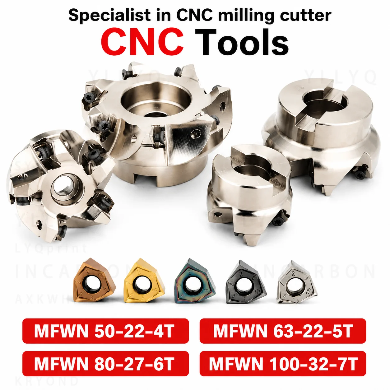 MFWN 90 Degree Face Milling Cutter 50mm 63mm 80mm Heavy Duty CNC Mill Cutter for WNMU080608 Carbide Inserts Double Sided