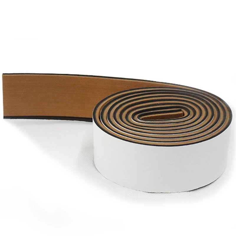 6mm Self-Adhesive Boat EVA Foam Teak Flooring Mat Faux Teak Decking Yacht Sheet Pad Stripe Waterproof 2400X57X6mm SQ