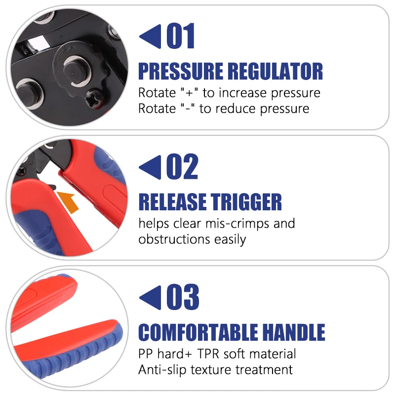 Crimping Pliers For XH2.54/SM2.54/PH2.0/ZH1.5 D-SUB Terminals SN-04BM 0.03-0.33mm²/32-22AWG Electronic Circuit Repair Tools