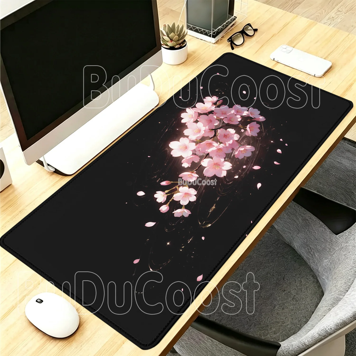 Sakura Flower Cherry Blossom Gaming Mouse Pad Non-Slip base Rubber Anime Mousepad overlock PC Keyboard HD printing XXL Desk Mat