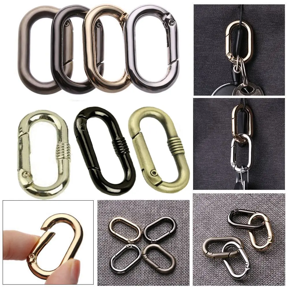 

1/2/5pcs Zinc Alloy Plated Accessories Camping Hiking Bag Belt Buckles Spring Oval Rings Outdoor Carabiner Handbags Clips
