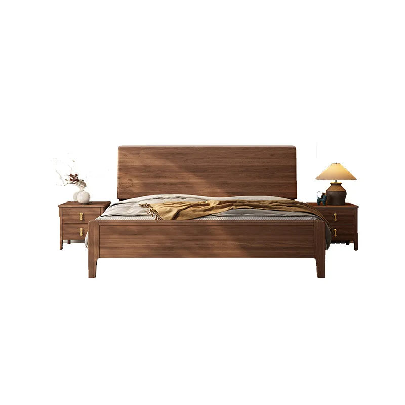 

Solid wood bed master bedroom Nordic style modern simple 1.8 meters double bed