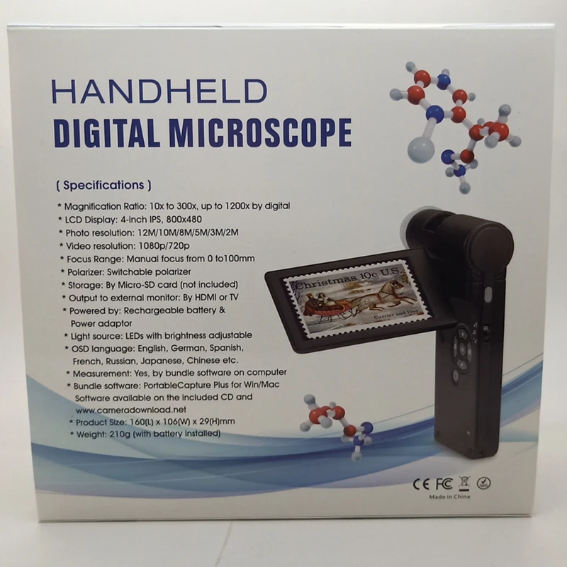 Imagem -06 - Microscópio Móvel Digital Portátil Lupa de Câmera Dobrável Original Hdmi Saída de tv Li-bateria 5mp hd Display Lcd 10x300x