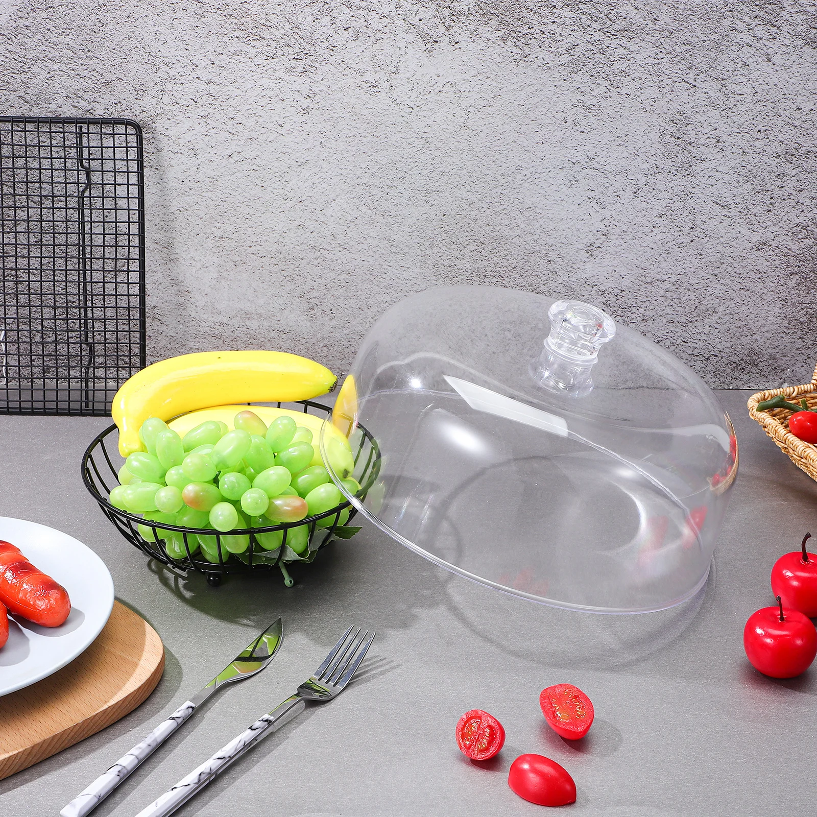 

1pc Clear Cake Dome Reusable Plastic Food Cover Transparent Cake Stand Protector Kitchen Buffet Display Serving Dome