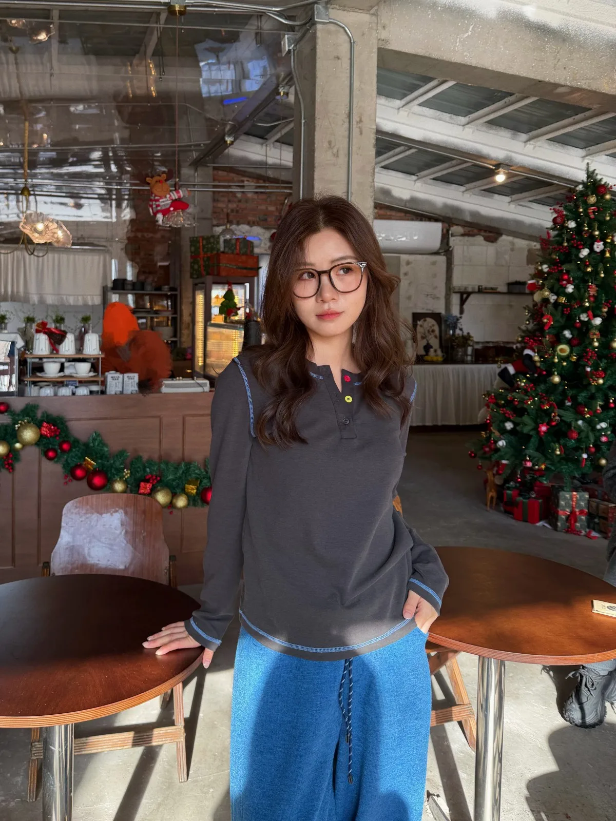 

Acrab ey Tone Color Blo Ne Long Sve T-irt Loose Women's Base Layer irt Cotton Polyester Sport Sle Winter