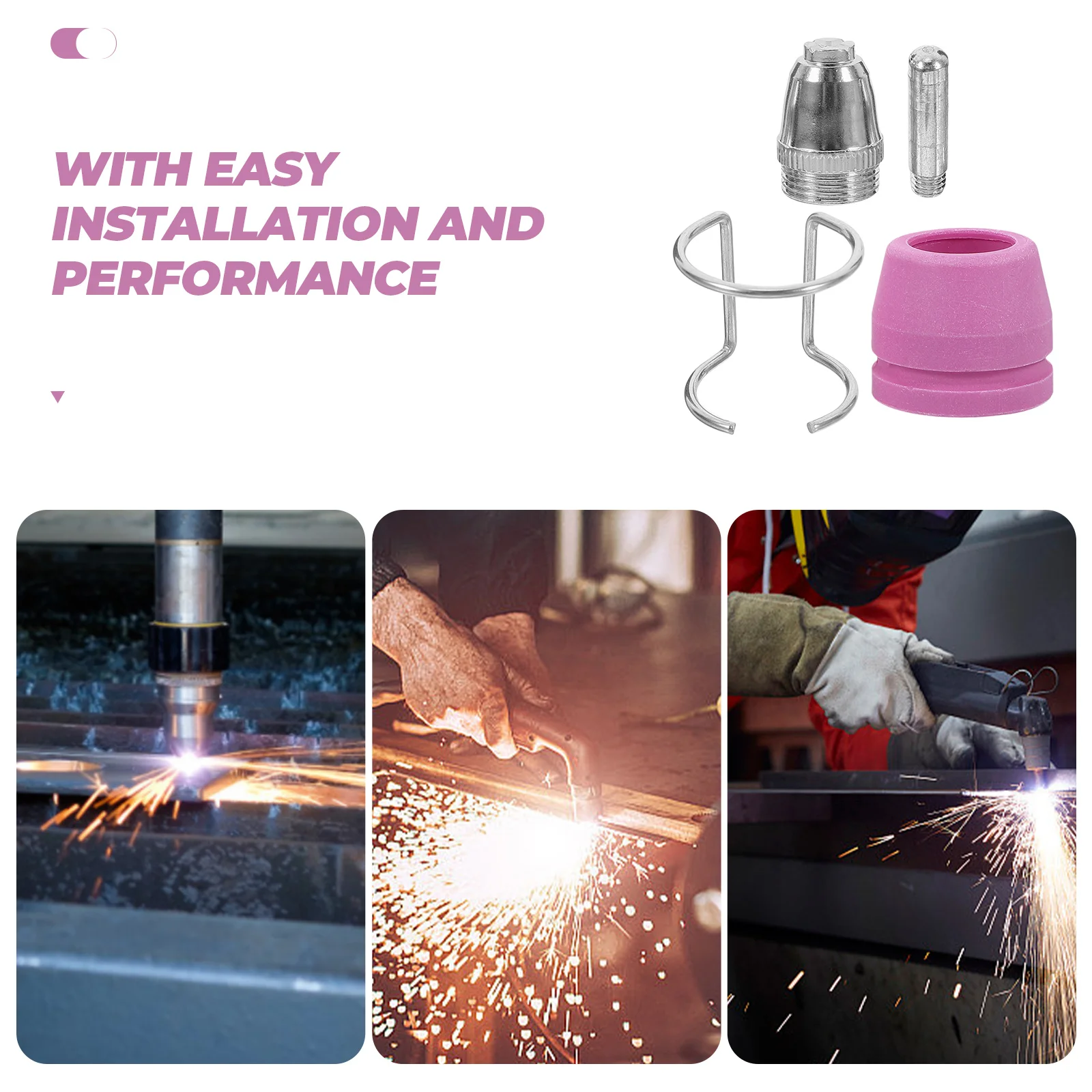 

26 Pieces Plasma Cutting Accessories Durable Nozzles Electrode Tips Consumables Parts Long Lasting Performance Precise Cutting