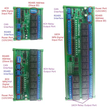 4/8/16 DI-DO relay control module RS485 digital NPN/PNP IO expanding board for CNC car auto industry