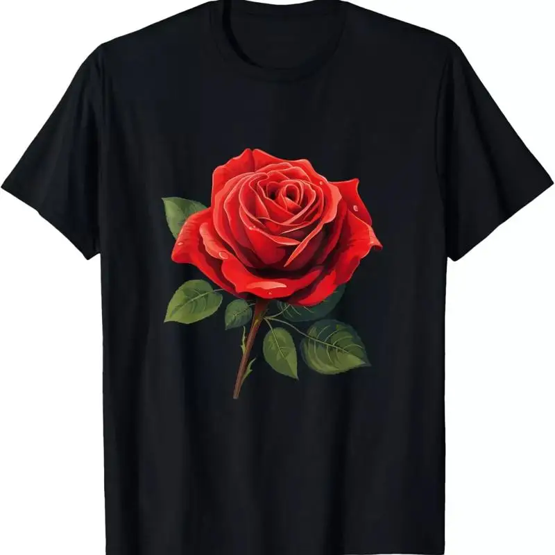 

Red Rose Bloom Äì Футболка с цветочным принтом и ботаническим эстетическим рисунком природы