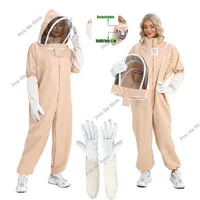 Jacket with Sheepskin Gloves Ventilated Veil Protect Hood Protection Professional Beekeeper Suit Outfit Total Apply To  Beginner
