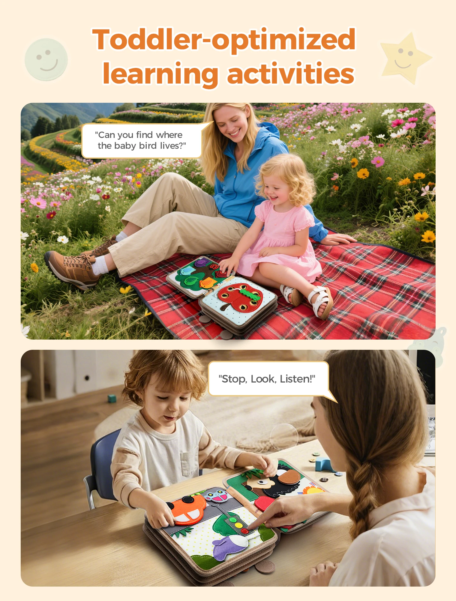 Montessori-Arbeitsbuch für Kleinkinder von 1–3 Jahren, frühes Lernen von leisen Büchern für Kleinkinder im Vorschulalter und pädagogisches Reiseaktivitätsspielzeug