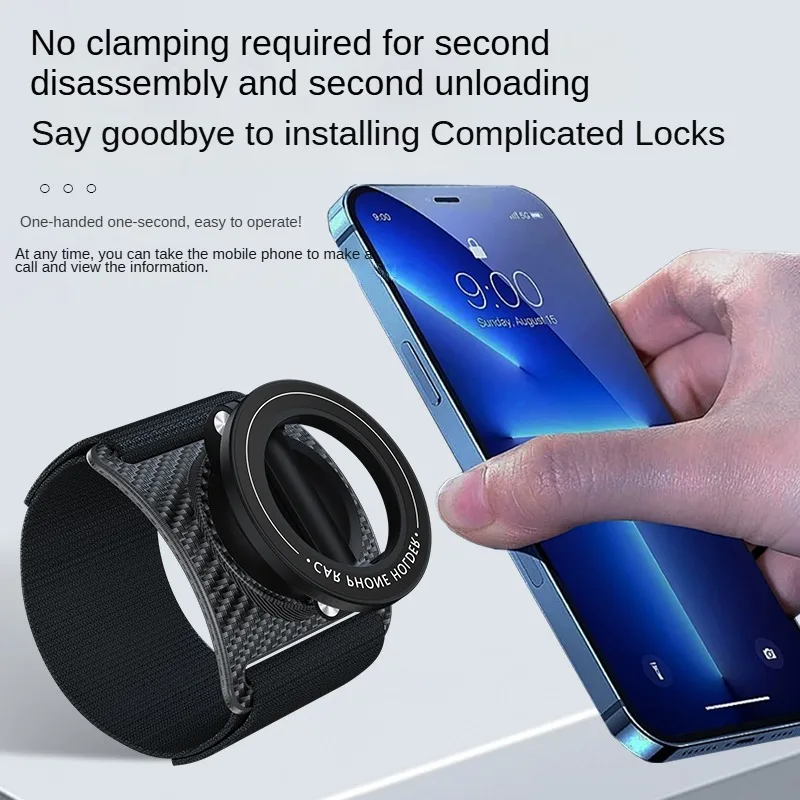 

360 ° Поворотный магнитный держатель для телефона, универсальное крепление с ремешком на запястье, складная конструкция для езды на велосипеде и использования в автомобиле