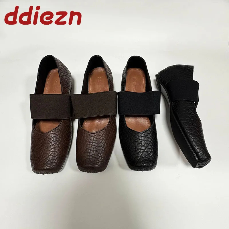 

Женская обувь на резинке Mary Janes на плоской подошве, туфли Лолиты для женщин, модные женские балетки с квадратным носком, новинка 2023 года