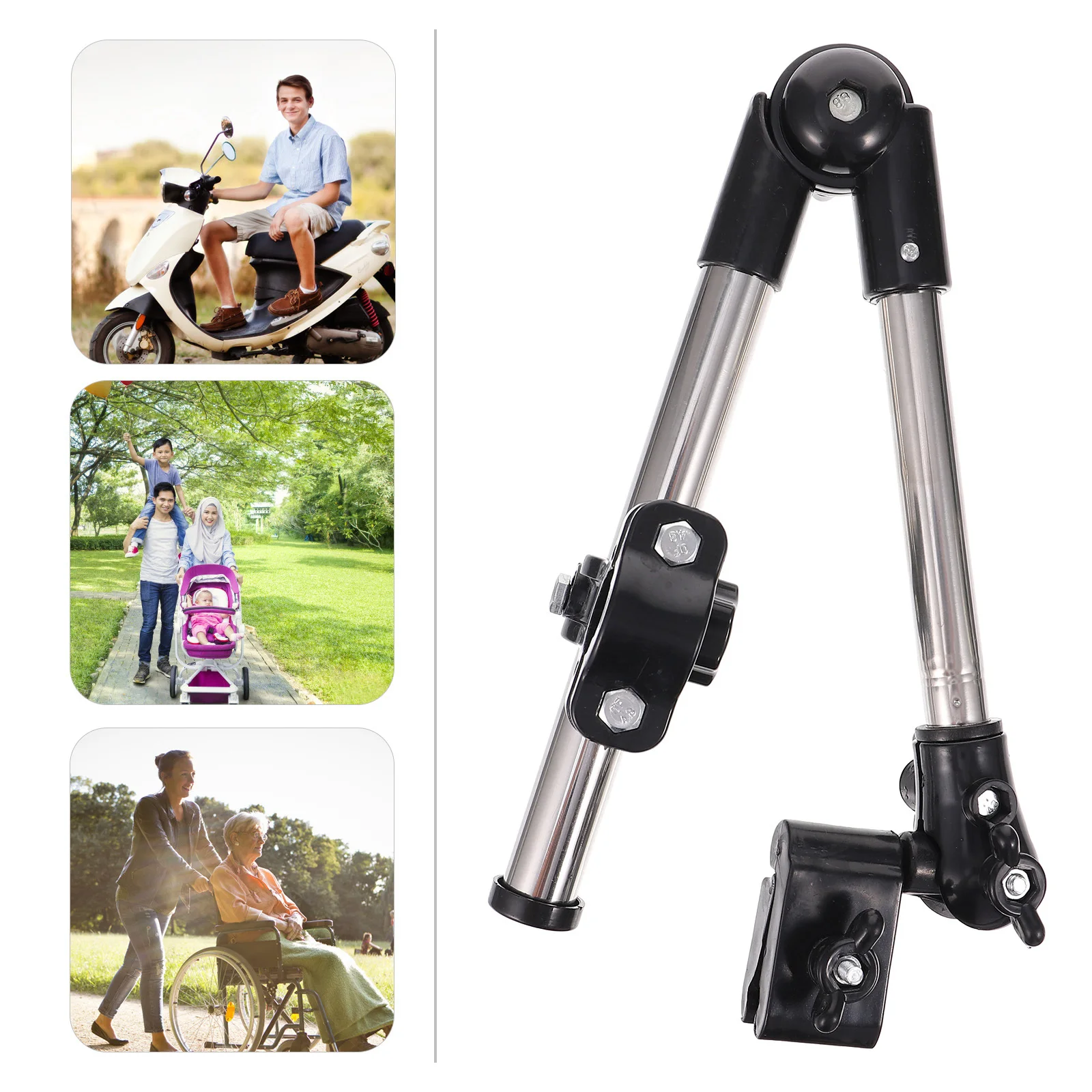 

1Pcs Stainless Steel Bike Umbrella Stand Adjustable Three-Section Umbrella Holder Rain Sun Protection Support Bracket for Bike