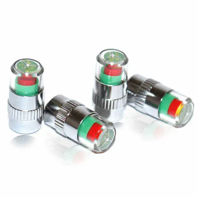 4pcs Car Tire Pressure Indicator Tire Pressure Gauge Indicator Alert Monitoring Valve Cap Sensor External Valve Detection