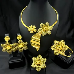 ESALE Hot selling women's jewelry set Brazil gold-plated African wedding bride big flower pendant necklace gift