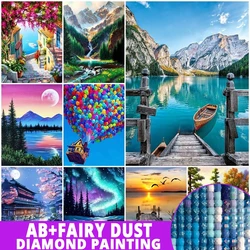 AB Mountain Diamond Painting Fairy Dust 2024 New Mosaic House Kit Scenery Full Square Round Drill Mosaic Tree River Wall Art