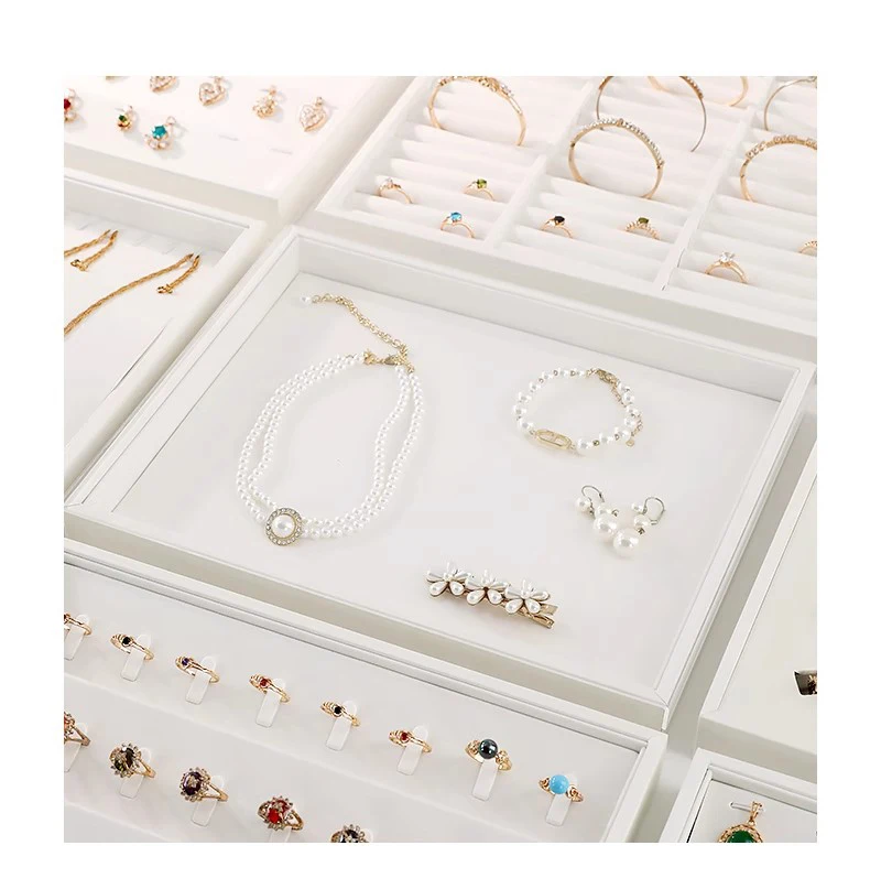 PU Leather Jewelry Display Tray for Drawer Counter Top Pendant Earrings Necklace Ring Organizer Bracelet Holder Storage Showcase