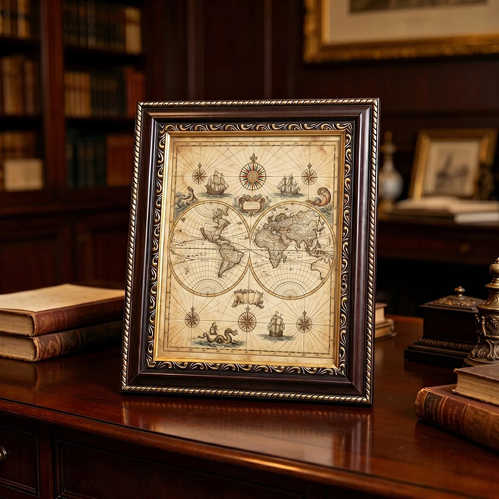 2 Pack Vintage Dark Brown & Gold Ornate Picture Frames With Mat Baroque Antique Photo Frame For Wall Gallery Tabletop Display