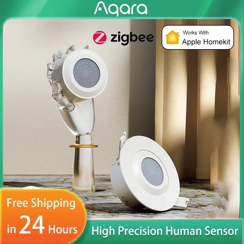 

Датчик присутствия человека Aqara High Precision (высокоточный) с поддержкой ZigBee 3.0, беспроводное подключение, защита от влаги IPX5, совместимость с приложением HomeKit