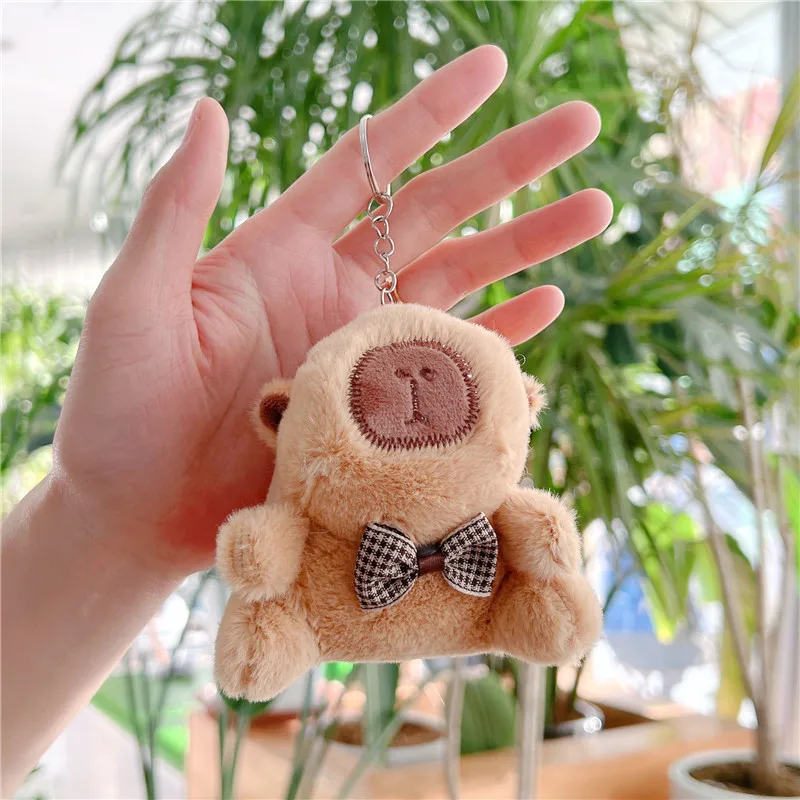 Kawaii Capibara Plushies Keychain Toys Cartoon Pendant Soft Stuffed Dolls Keychains Backpack Car Bag Key Rings Decor Kids Gifts