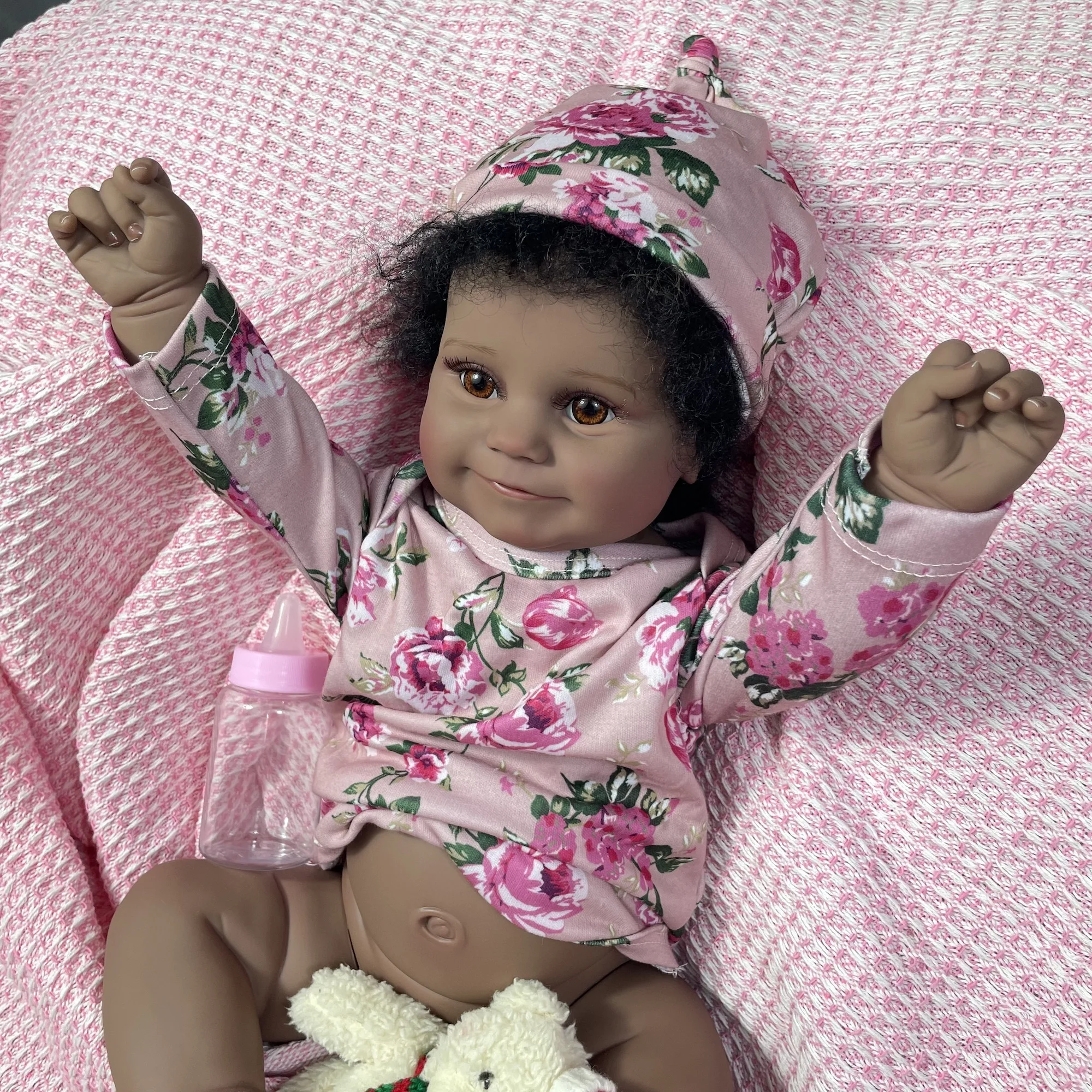 

50 см афроамериканская полностью виниловая моющаяся кукла Maddie девушка темная кожа с корнями волос игрушка ручной работы подарок кукла аксессуары