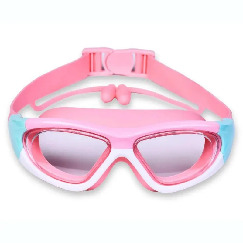 Children's Fashion Swimming Glasses Earplugs Waterproof Anti-fog Big Frame Diving Silicone HD Swimming Glasses