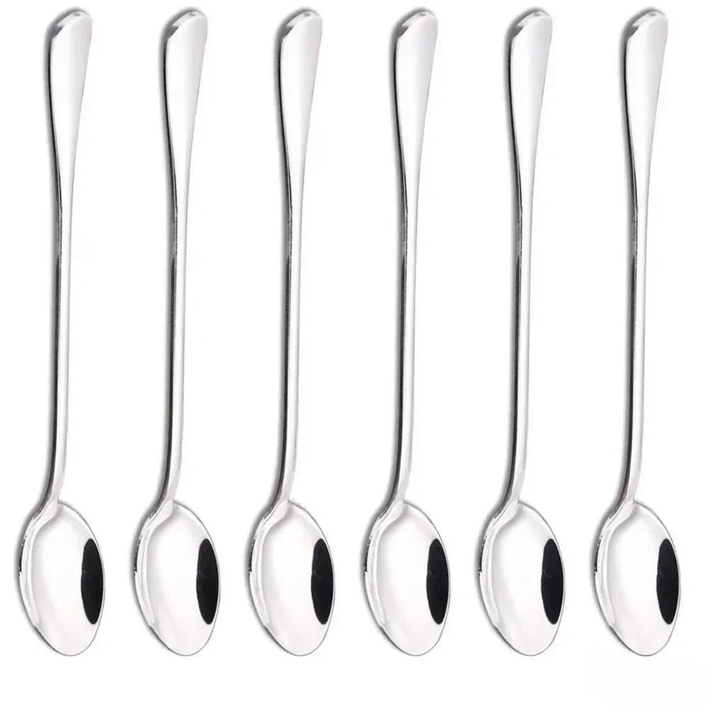 2026 new 6PCS  Coffee Spoon Long Handle Ice Cream Dessert Tea Spoon For Picnic Drinkware Tableware Kitchen Set Supply
