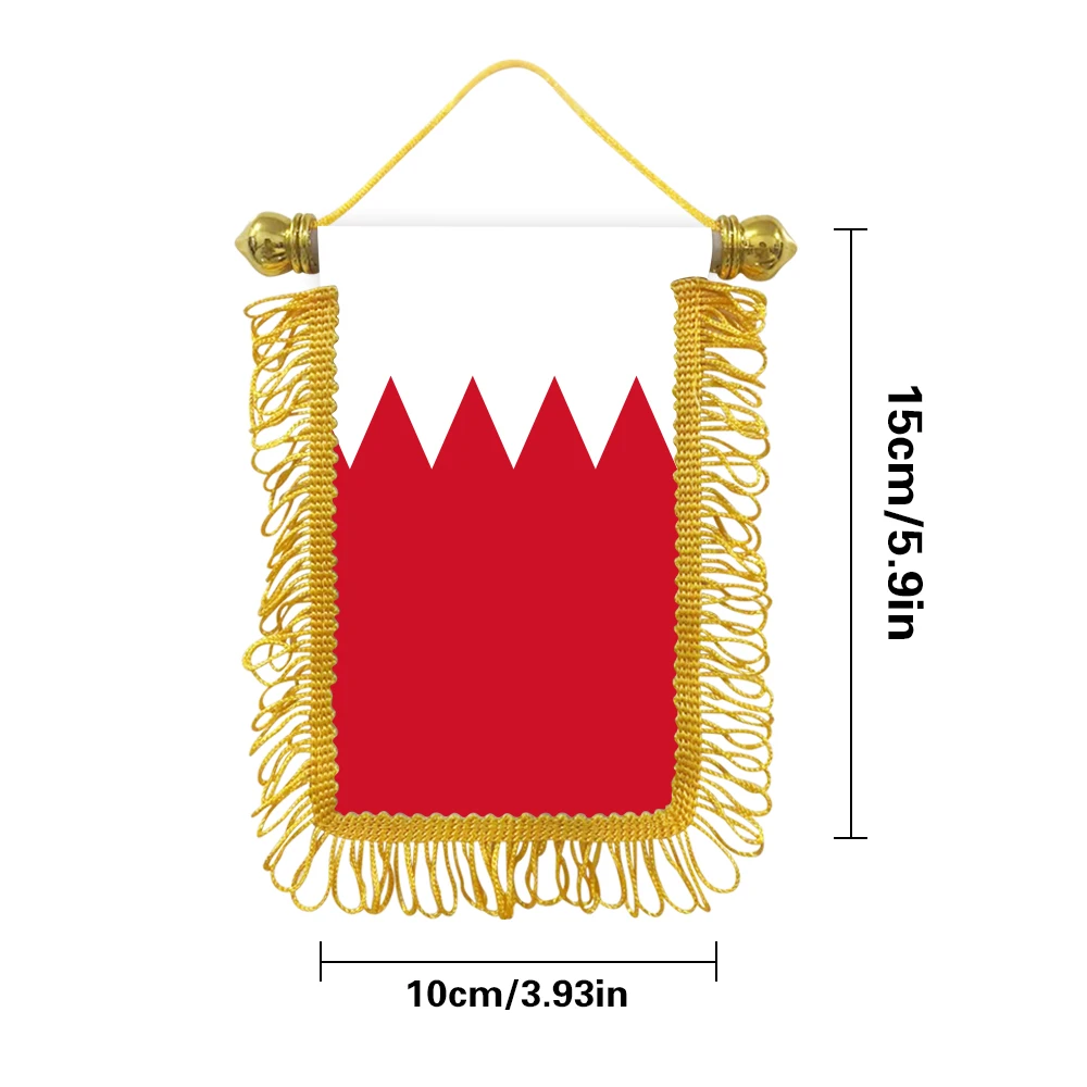 Bahrain small hanging flag 10x15cm triangular flag car decoration hanging flag double-sided pattern with suction cup