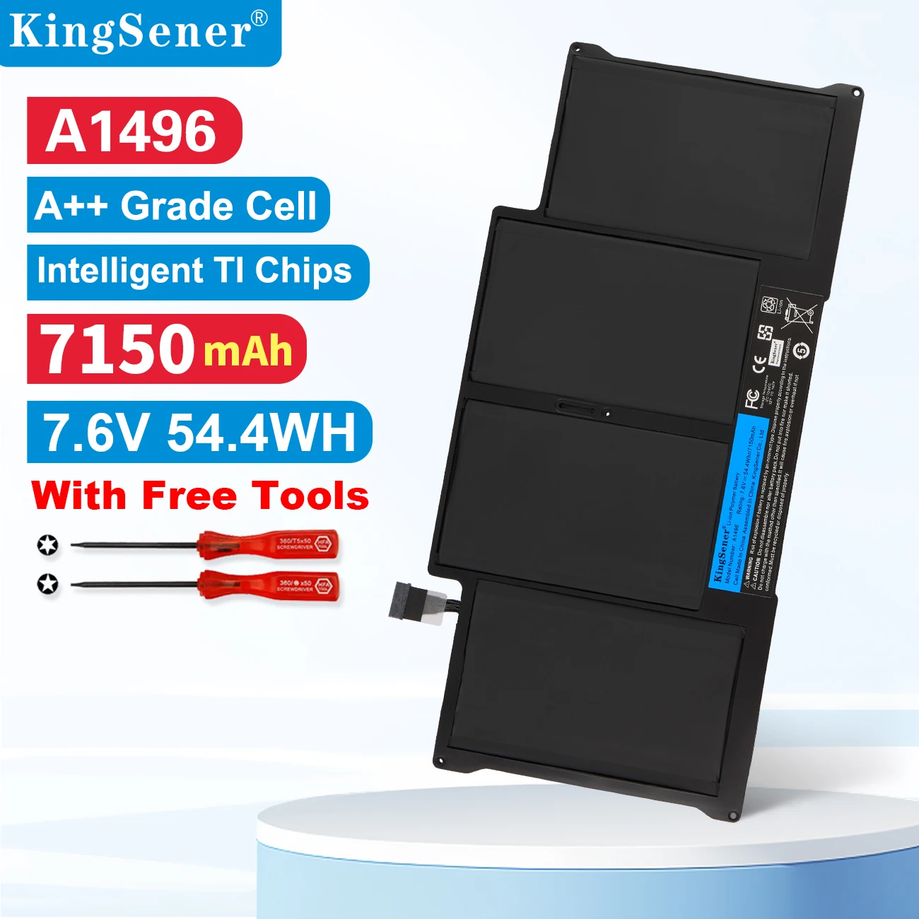 KingSener nueva batería de ordenador portátil A1496 para Apple MacBook Air 13 "A1466 2012/2013/2014/2015/2017 MD760LL/A MD761CH/A 7,6 V 7150mAh