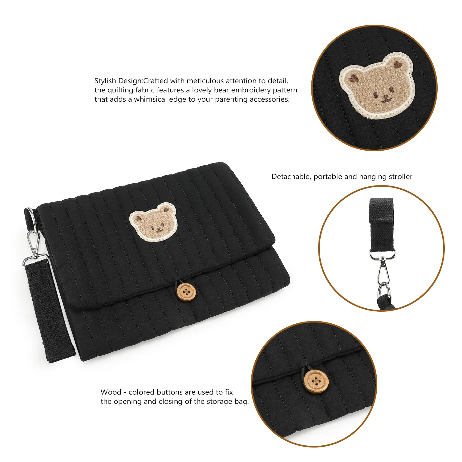 กระเป๋าจัดระเบียบผ้าอ้อมแบบพับได้พร้อมห่วงแขวน - กระเป๋าเก็บของสำหรับเดินทางแบบหลายช่องสำหรับผ้าอ้อม ผ้าเช็ดทำความสะอาด และของใช้จำเป็นสำหรับคุณแม่