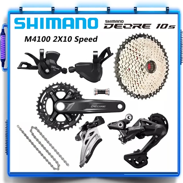 シマノdeore 2 × 10スピードグループM4100 M5100シフターフロントM4120リアディレイラークランクセット46カセットチェーンボトムブラケット  - AliExpress