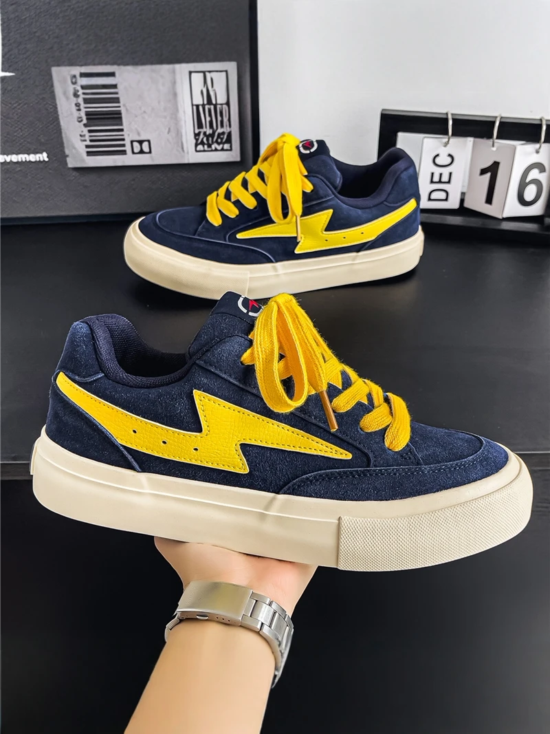 Men's Sporty Casual Thick-Heeled Shoes Breathable Canvas Upgraded Version Summer Trend Design Teenagers All-Match Loafers