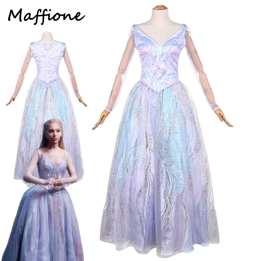 

2025 Movie Wicked 2 Women Glinda Dress Clothes Cosplay Costume Fantasia Roleplay Disguise Dreamy Dress Female Halloween Suits