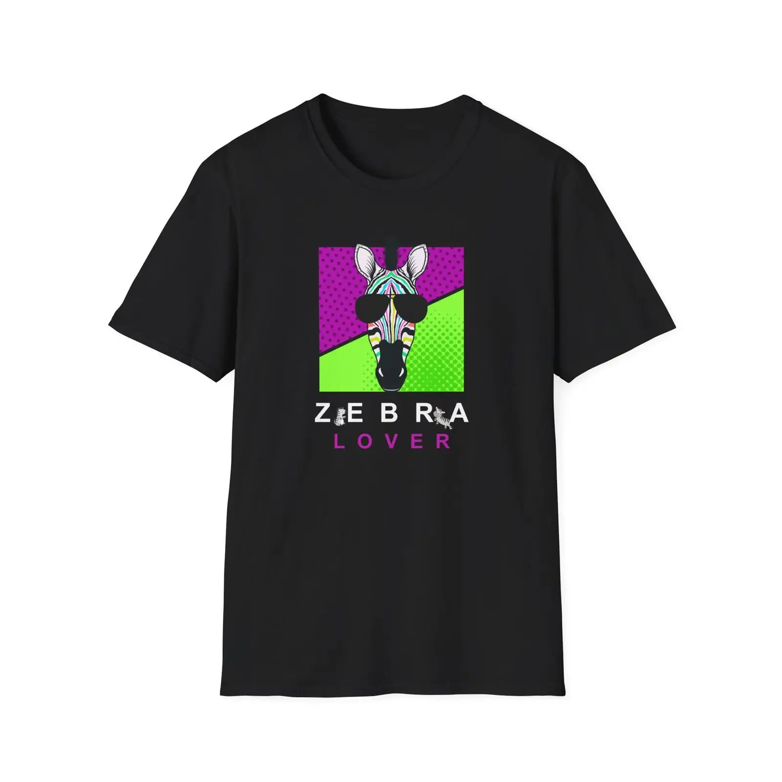 Retro Neon Zebra Lover T Shirt Sunglasses Rare Disease Support Soft  vintage Washed graphic Casual Stretched Slightly