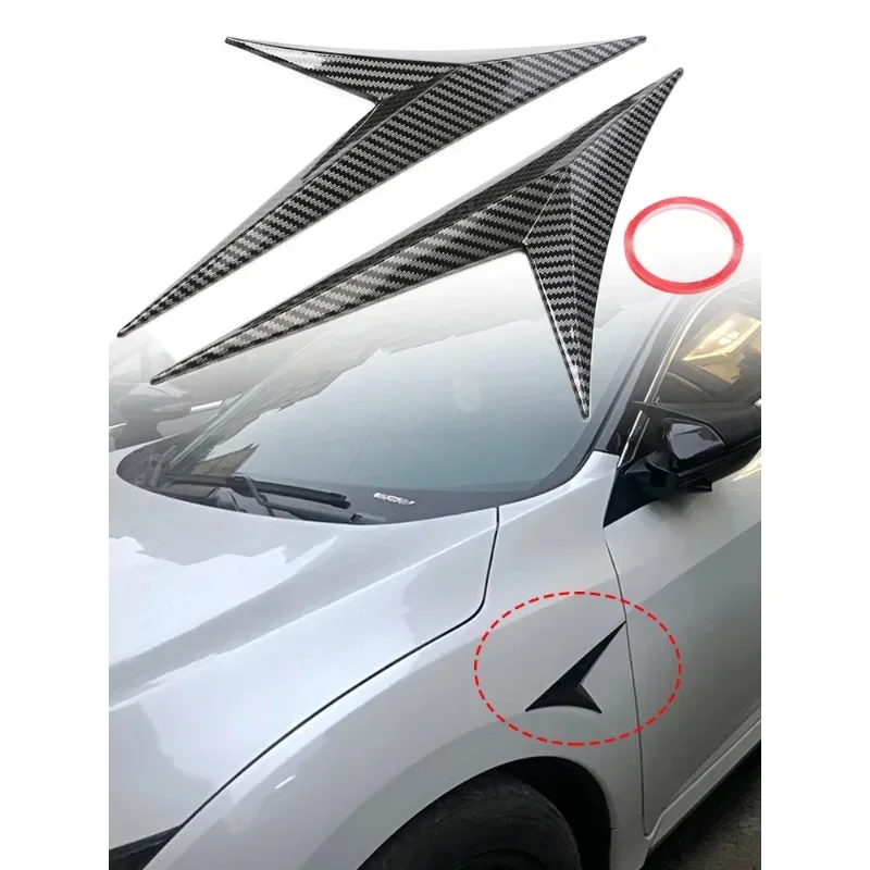 1pair V Shape Universal Fits Car Side Fender Vent Sticker Car Body Decoration Auto Bonnet Air Intake Flow Hood Scoop Cover