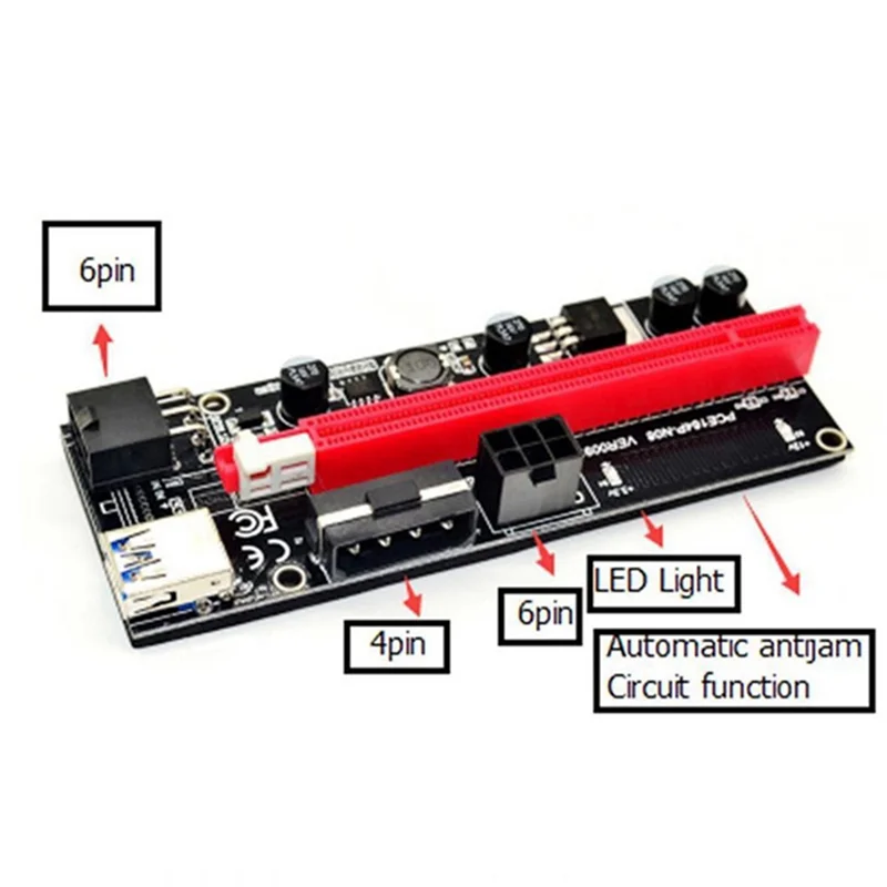 

36 шт. VER009 USB 3.0 PCI-E Riser VER 009S Express 1X–16X Удлинитель Riser Карта адаптера SATA 15-контактный на 6-контактный кабель питания