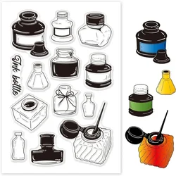 Ink Bottle Clear Stamps Transparent Silicone Stamp Seal for Card Making Decoration and DIY Scrapbooking