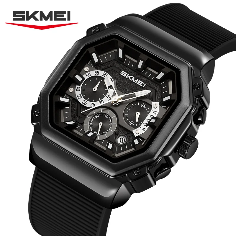 

SKMEI 2518 повседневные мужские кварцевые часы с календарем и хронографом, водостойкий силиконовый ремешок, модные спортивные часы на открытом воздухе для мужчин