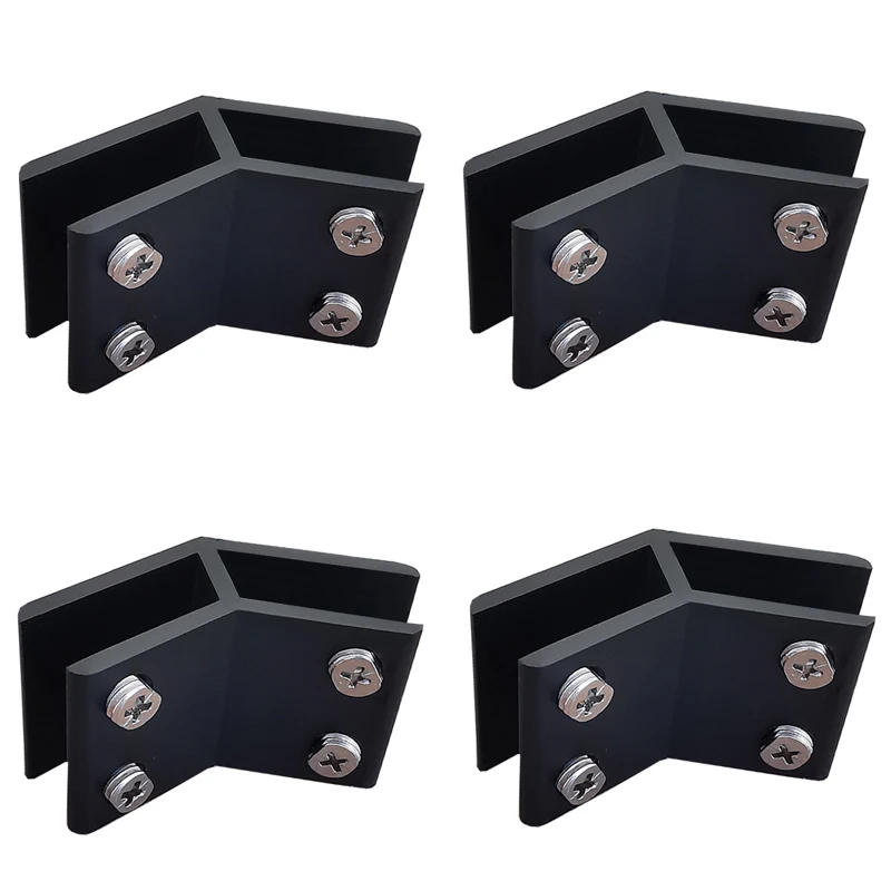 

4PCS Aluminum Alloy 2-Ways Glass Clamps 135° Shelves Support Brackets Board/Partition/Ceramic Tile Fixed Holder Clips Connectors