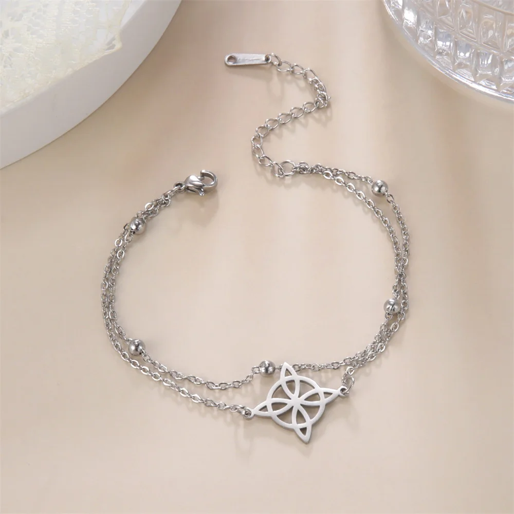 Frauen Bohemian Layered Keltische Knoten Fußkettchen Sommer Strand Perle Kette Auf Fuß Hexe Knoten Knöchel Armbänder Für Frauen Bein Kette Schmuck – Detail 10
