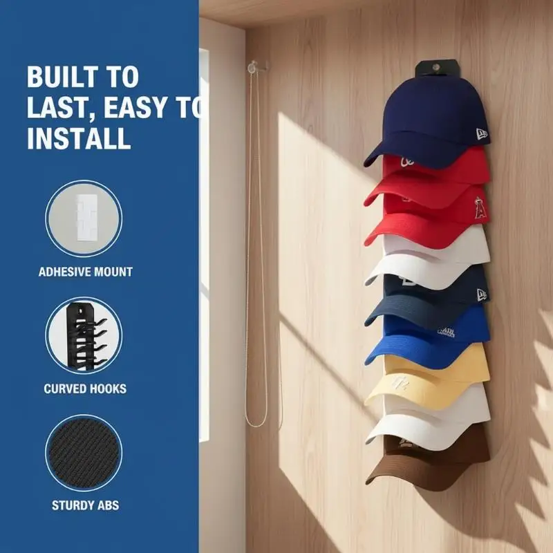 Hot-1Set Baseball Caps Organizer Closet Cap Rack Hat Organizer For Baseball Caps Space Saving Sundries Storage For Door Closet