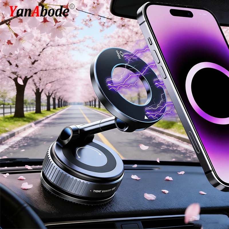 Suporte para Telefone de Carro Magnético Forte Dobrável 360 °   Modelo Universal de Sucção a Vácuo Rotativo Adequado para Carros/Banheiros/Escritórios