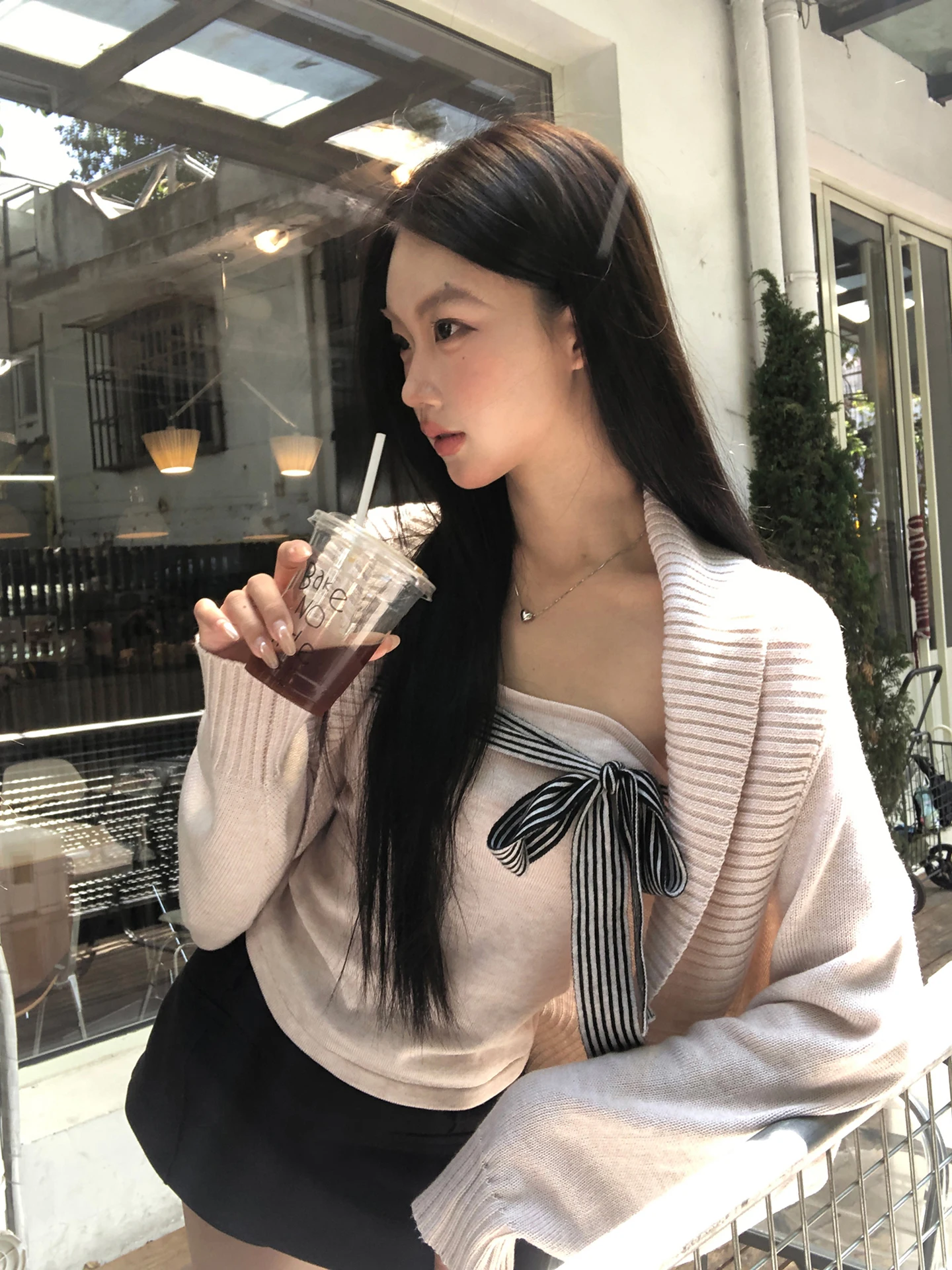 

Шикарный вязаный открытый кардиган, женский корейский топ ранней осени, высококачественный сенсорный свитер Sli Jaet