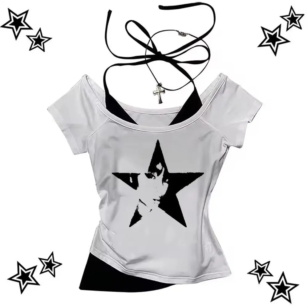 

Y2k Baby Tee crop top y2k harajuku Grunge 2025 gyaru corset Aesthetic Streetwear girls top