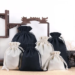 10pcs Canvas Drawstring Bag Jewelry Store Ornaments Display Toys Dried Flowers Tea Packaging Bag Travel Storage Bag Sachet Bag