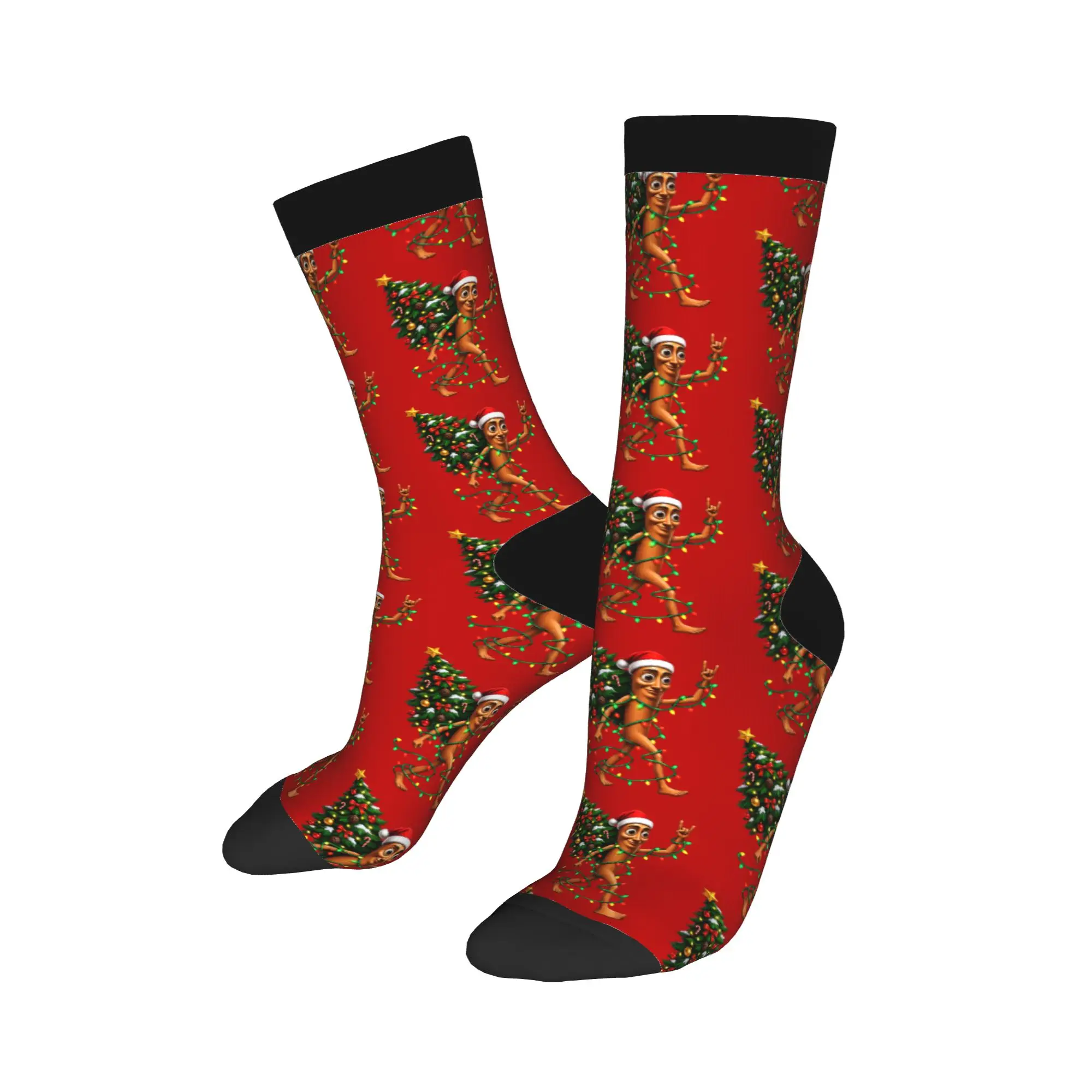 Autumn Winter Retro Unisex Santa Tung Sahur Christmas Tree Xmas Lights Funny Meme Socks  Non-slip Soccer Socks